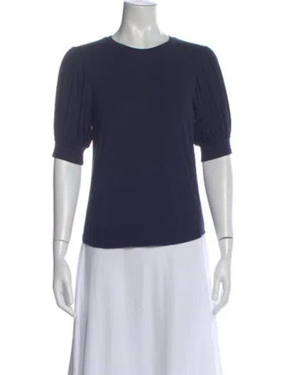 Pre-owned Frame Crew Neck Short Sleeve Top In Blue