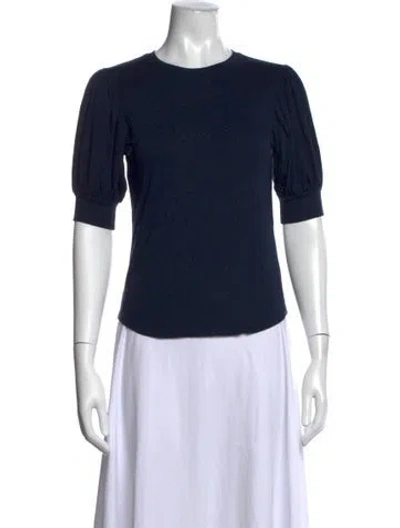 Pre-owned Frame Crew Neck Short Sleeve Top In Blue