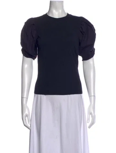 Pre-owned Frame Crew Neck Short Sleeve Top In Blue
