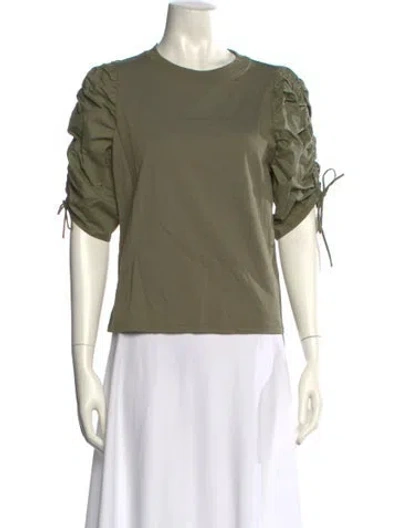 Pre-owned Frame Crew Neck Short Sleeve Top In Green