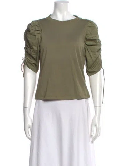 Pre-owned Frame Crew Neck Short Sleeve Top In Green
