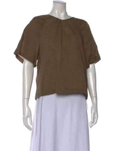 Pre-owned Frame Crew Neck Short Sleeve Top In Green