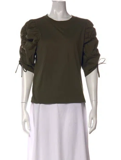 Pre-owned Frame Crew Neck Short Sleeve Top In Green