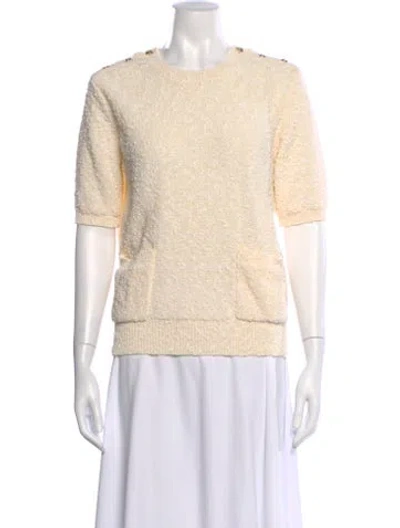 Pre-owned Frame Crew Neck Short Sleeve Top In Neutrals
