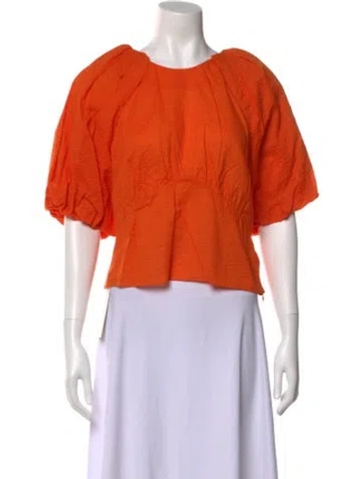 Pre-owned Frame Crew Neck Short Sleeve Top In Orange