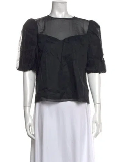 Pre-owned Frame Crew Neck Short Sleeve Top W/ Tags In Black