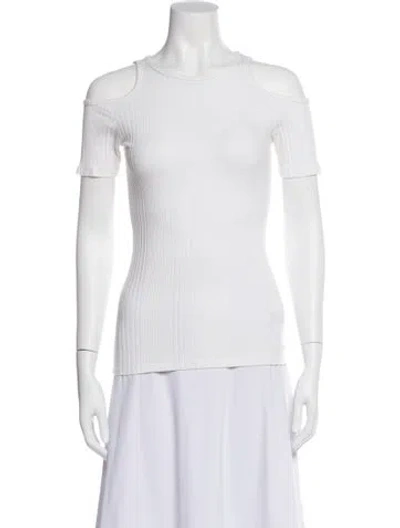 Pre-owned Frame Crew Neck Short Sleeve Top In White