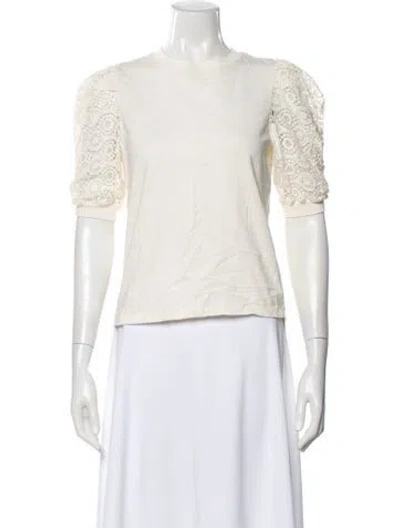 Pre-owned Frame Crew Neck Short Sleeve Top In White