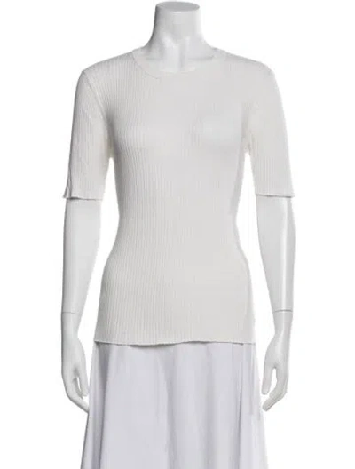 Pre-owned Frame Crew Neck Short Sleeve Top In White