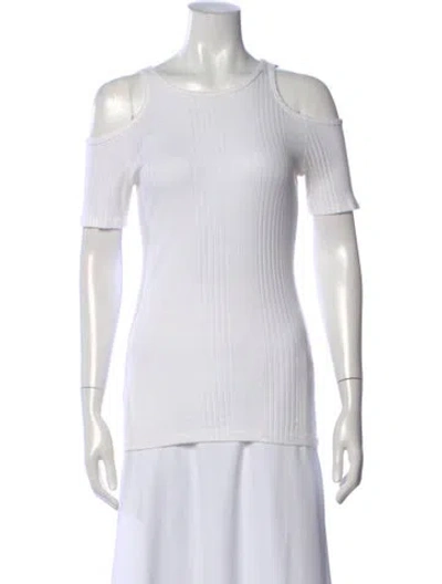 Pre-owned Frame Crew Neck Short Sleeve Top In White