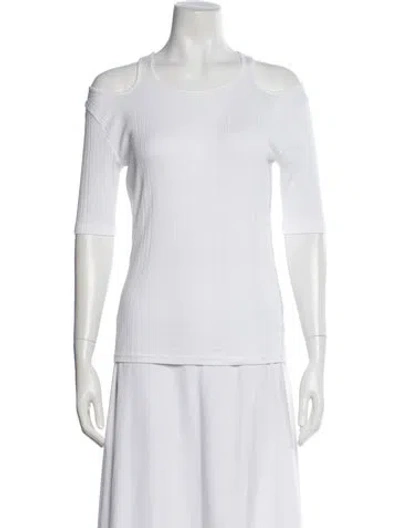 Pre-owned Frame Crew Neck Short Sleeve Top In White