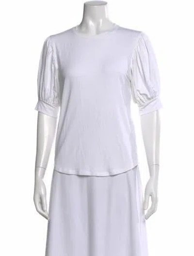 Pre-owned Frame Crew Neck Short Sleeve Top In White