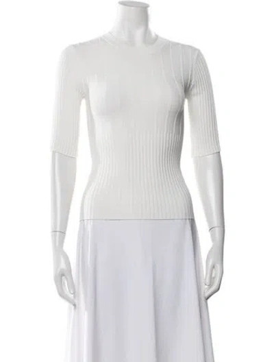 Pre-owned Frame Crew Neck Short Sleeve Top In White