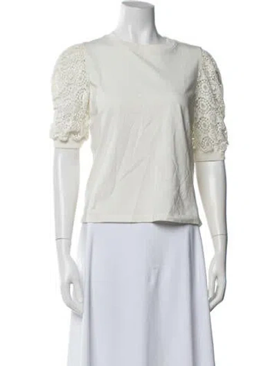 Pre-owned Frame Crew Neck Short Sleeve Top In White