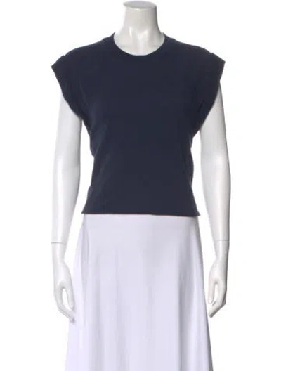 Pre-owned Frame Crew Neck Short Sleeve T-shirt In Blue