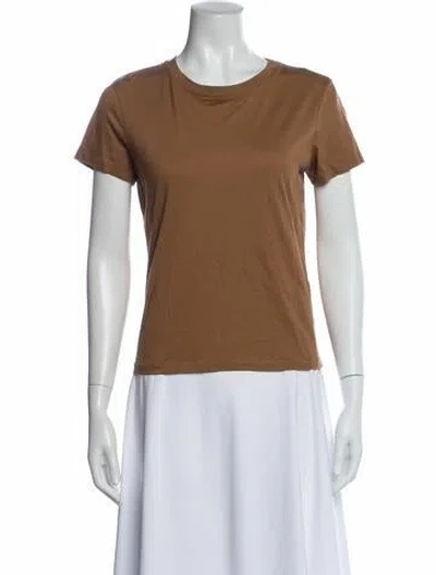 Pre-owned Frame Crew Neck Short Sleeve T-shirt In Brown