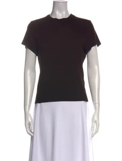 Pre-owned Frame Crew Neck Short Sleeve T-shirt In Brown