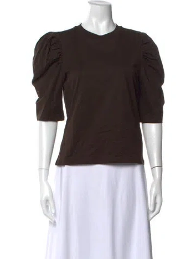 Pre-owned Frame Crew Neck Short Sleeve T-shirt In Brown