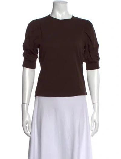 Pre-owned Frame Crew Neck Short Sleeve T-shirt In Brown