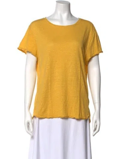 Pre-owned Frame Crew Neck Short Sleeve T-shirt In Yellow