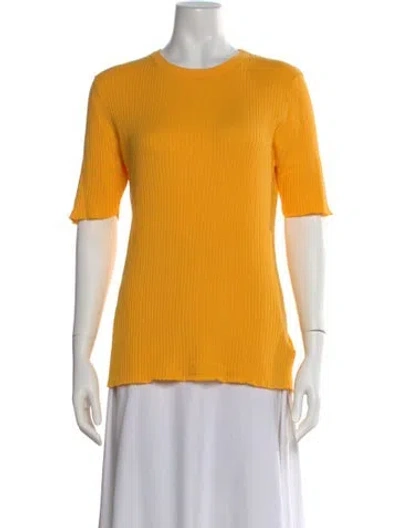 Pre-owned Frame Crew Neck Short Sleeve T-shirt In Yellow