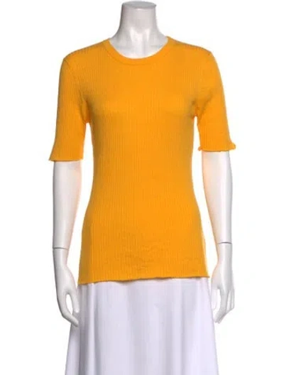 Pre-owned Frame Crew Neck Short Sleeve T-shirt In Yellow