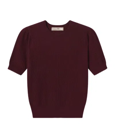 Frame Crew Neck Short-sleeved Sweater In Burgundy
