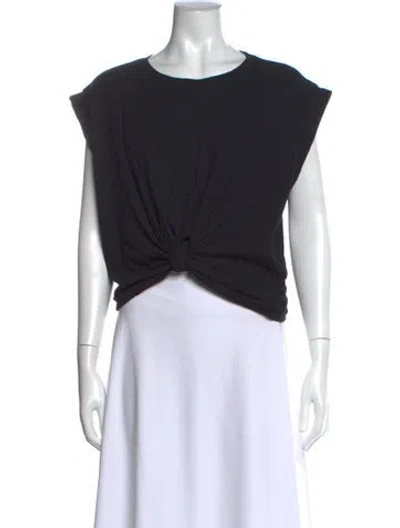 Pre-owned Frame Crew Neck Sleeveless Crop Top In Black