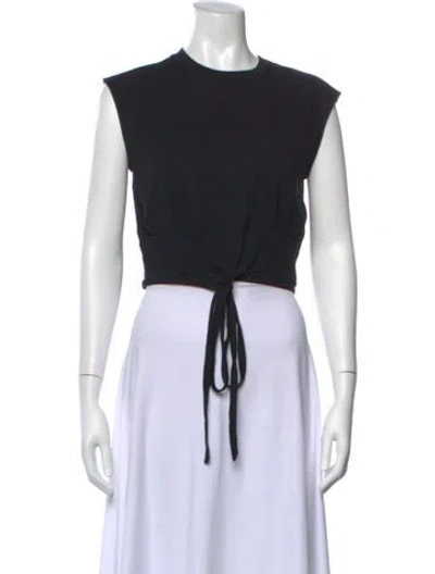 Pre-owned Frame Crew Neck Sleeveless Crop Top In Black