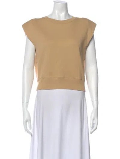 Pre-owned Frame Crew Neck Sleeveless Crop Top In Neutral