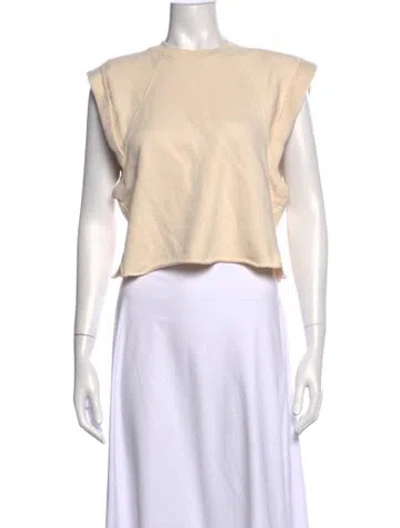 Pre-owned Frame Crew Neck Sleeveless Crop Top In Neutral