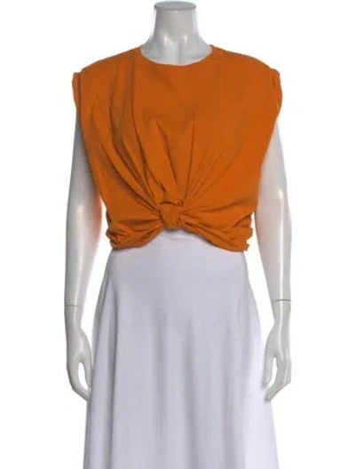 Pre-owned Frame Crew Neck Sleeveless Crop Top In Orange