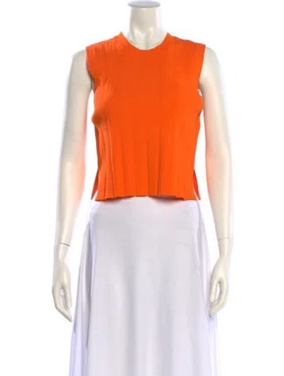 Pre-owned Frame Crew Neck Sleeveless Crop Top W/ Tags In Orange