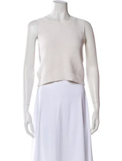 Pre-owned Frame Crew Neck Sleeveless Crop Top In White