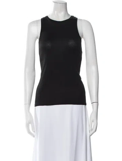 Pre-owned Frame Crew Neck Sleeveless Top In Black