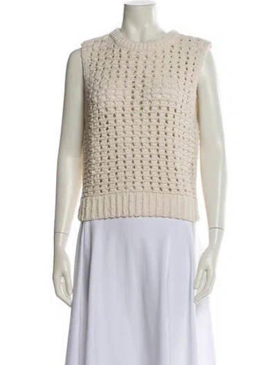Pre-owned Frame Crew Neck Sleeveless Top In Blue