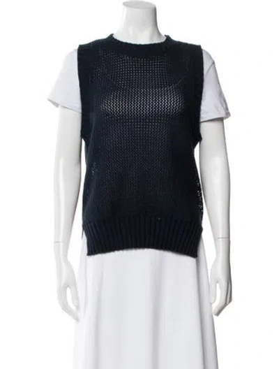 Pre-owned Frame Crew Neck Sleeveless Top In Blue