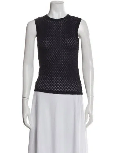 Pre-owned Frame Crew Neck Sleeveless Top In Blue