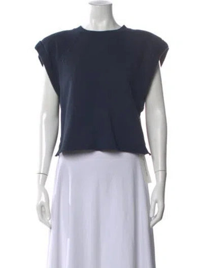 Pre-owned Frame Crew Neck Sleeveless Top In Blue