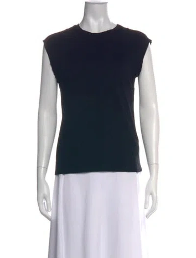 Pre-owned Frame Crew Neck Sleeveless Top In Blue