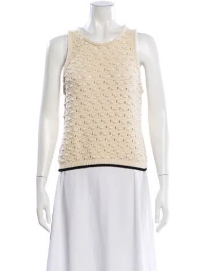 Pre-owned Frame Crew Neck Sleeveless Top In Neutral