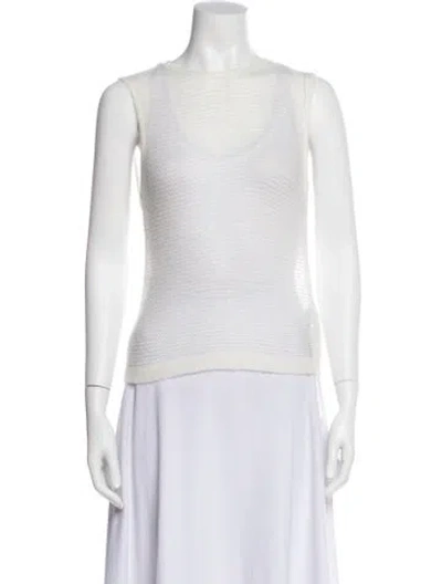 Pre-owned Frame Crew Neck Sleeveless Top In White