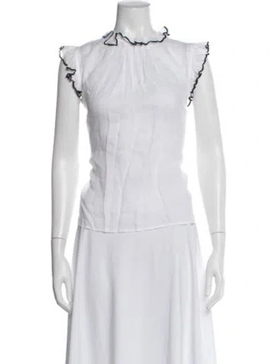 Pre-owned Frame Crew Neck Sleeveless Top In White