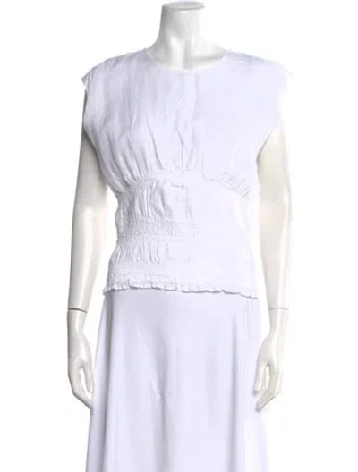 Pre-owned Frame Crew Neck Sleeveless Top In White