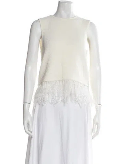Pre-owned Frame Crew Neck Sleeveless Top In White