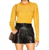 Frame Crew Neck Solid Wool Blend Pullover Sweater In Mustard In Yellow
