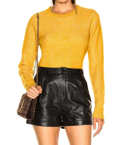 Frame Crew Neck Solid Wool Blend Pullover Sweater In Yellow