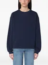 Frame Crew Neck Cotton Blend Sweatshirt In Blue