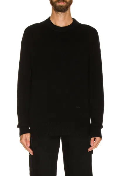 Frame Crew Neck Sweater Top In Noir In Black