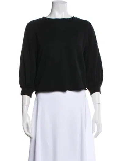 Pre-owned Frame Crew Neck Three-quarter Sleeve Sweatshirt In Black